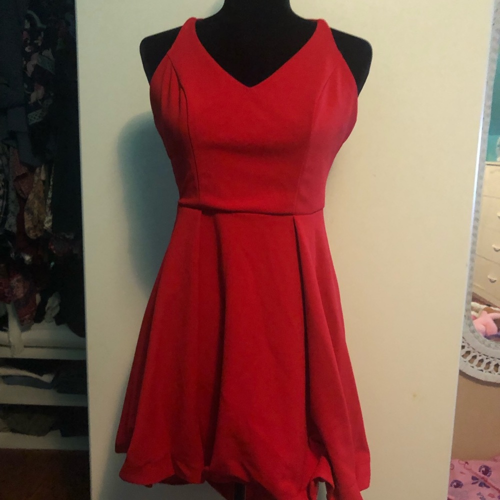 Red high low dress